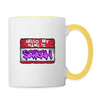 Vorname Sarah - Tasse zweifarbig - Weiß/Gelb - Rechts