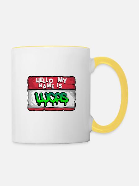 Vorname Lucas - Tasse zweifarbig - Weiß/Gelb