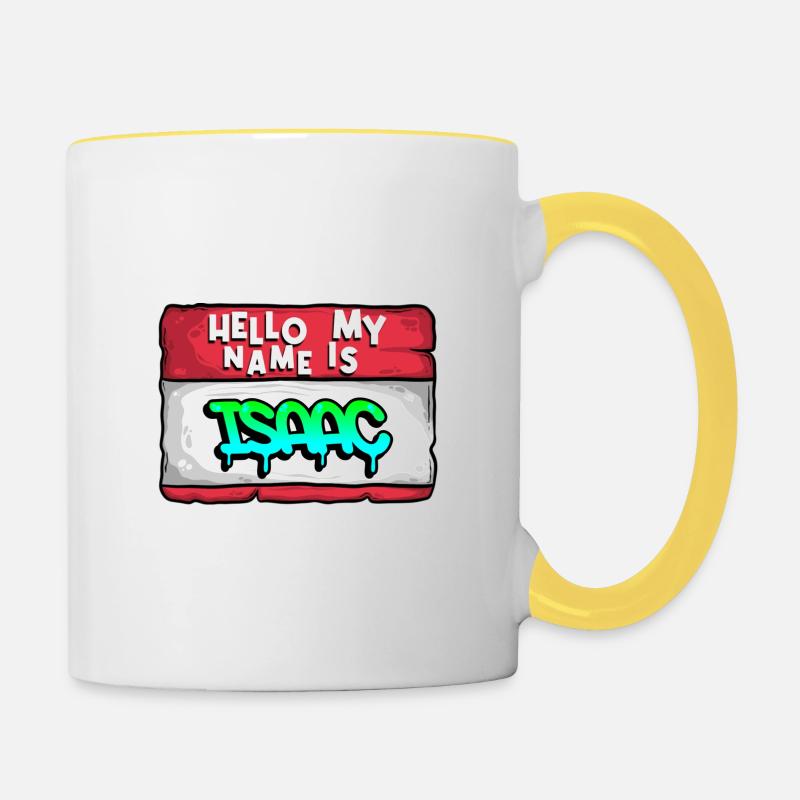 First Name Isaac - Contrasting Mug - white/yellow