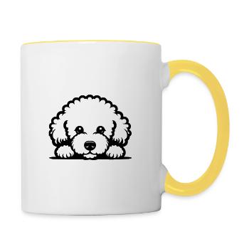 Reclining Bichon Frisé Vector Design - Contrasting Mug - white/yellow - Right