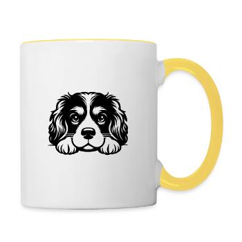 Reclining Cavalier Vector Design - Contrasting Mug - white/yellow - Right