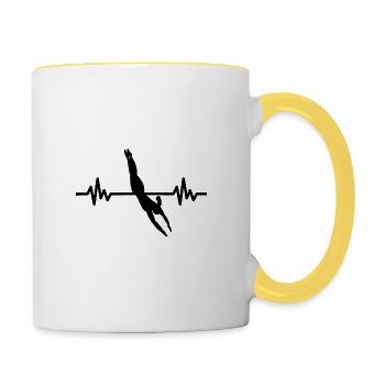 Heartbeat Swimmer - Athlète de sports nautiques plongeur - Mug contrasté - blanc/jaune - Droite