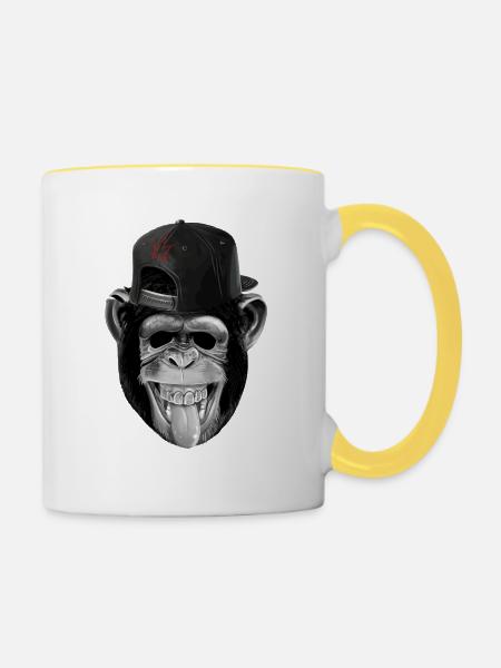 monkey business - Tasse zweifarbig - Weiß/Gelb