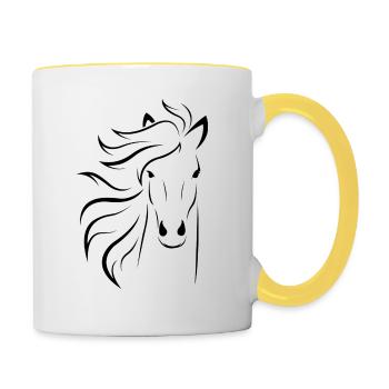 PFERDE PFERD REITSPORT STALL PFERDESPORT GESCHENK - Tasse zweifarbig - Weiß/Gelb - Rechts