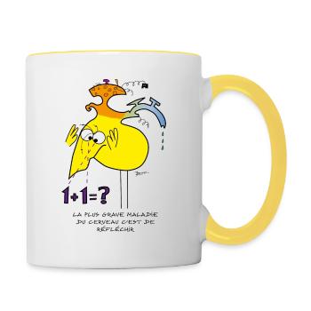 Réflexion Shadokienne... - Mug contrasté - blanc/jaune - Droite