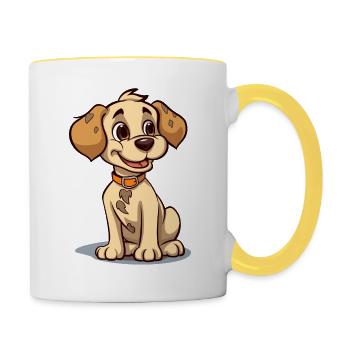 Conception de chien mignon pour les propriétaires de chiens - Mug contrasté - blanc/jaune - Droite