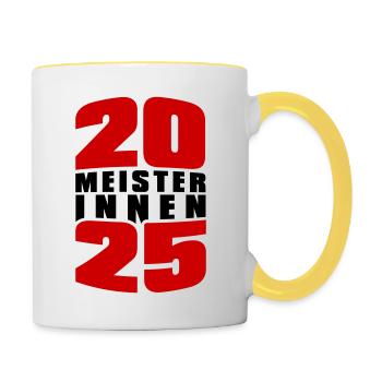 Meisterin 2025 Meisterinnen - Tasse zweifarbig - Weiß/Gelb - Rechts