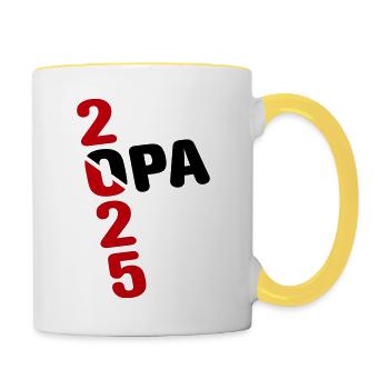 Opa 2025 - Tasse zweifarbig - Weiß/Gelb - Rechts