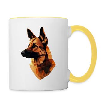 Berger Allemand Low Poly Design - Mug contrasté - blanc/jaune - Droite