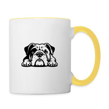 Reclining Bulldog Vector Design - Contrasting Mug - white/yellow - Right