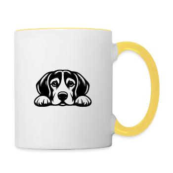 Lying Beagle Vector Design - Contrasting Mug - white/yellow - Right