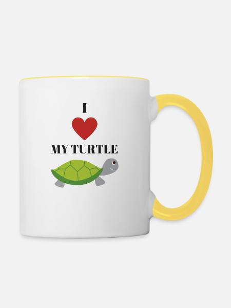 Turtle - Tasse zweifarbig - Weiß/Gelb