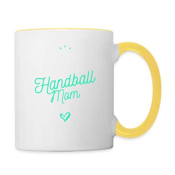 Handball mom - Tasse zweifarbig - Weiß/Gelb - Rechts
