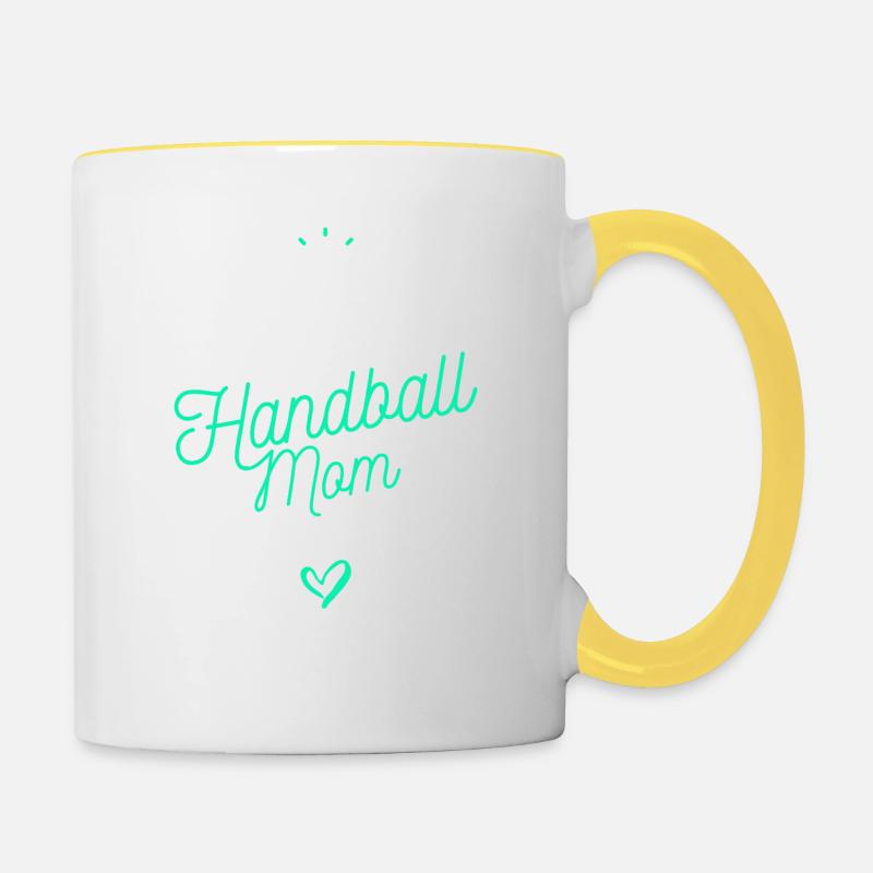 Handball mom - Tasse zweifarbig - Weiß/Gelb