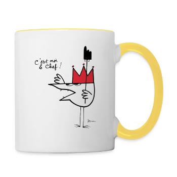 Chef Shadok - Mug contrasté - blanc/jaune - Droite