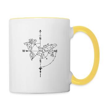 Carte du monde - Mug contrasté - blanc/jaune - Droite