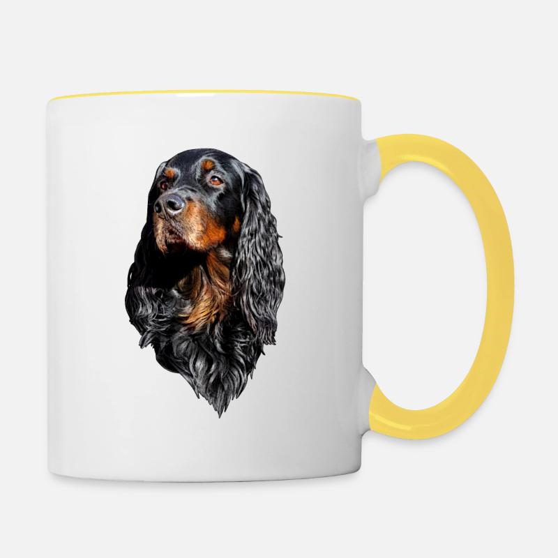 Gordon Setter Porträt - Tasse zweifarbig - Weiß/Gelb
