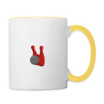 Kegeln Kegler Kegel Opa Geschenkidee lustig - Tasse zweifarbig - Weiß/Gelb - Rechts