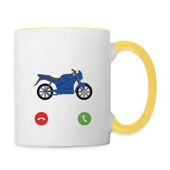 Motorrad Spruch Motorradfahrer Motorräder lustig - Tasse zweifarbig - Weiß/Gelb - Rechts