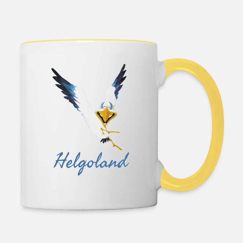 Lachmöwe Helgoland - Tasse zweifarbig - Weiß/Gelb