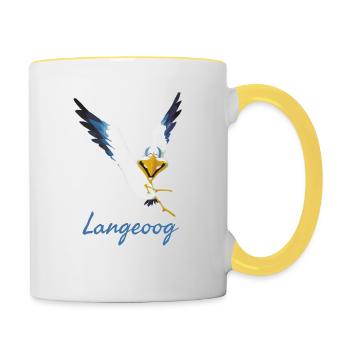 Lachmöwe Langeoog - Tasse zweifarbig - Weiß/Gelb - Rechts