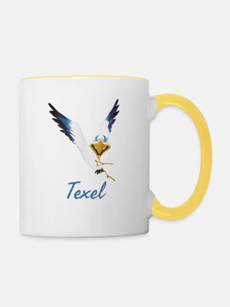 Lachmöwe Texel - Tasse zweifarbig - Weiß/Gelb