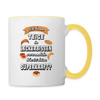 Bäcker backen Bäckerin Hobby Bäcker Geschenkidee - Tasse zweifarbig - Weiß/Gelb - Rechts