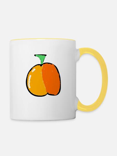 Pfirsich - Tasse zweifarbig - Weiß/Gelb