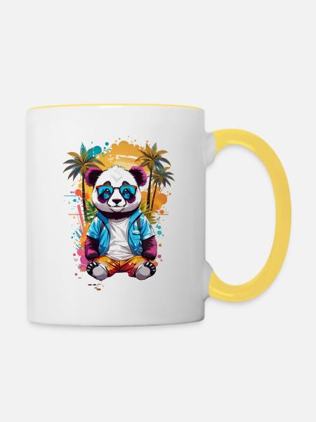 Coole Panda - Tasse zweifarbig - Weiß/Gelb