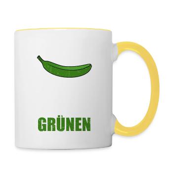 Politik ist wie Bananen kaufen - keine Grünen - Tasse zweifarbig - Weiß/Gelb - Rechts