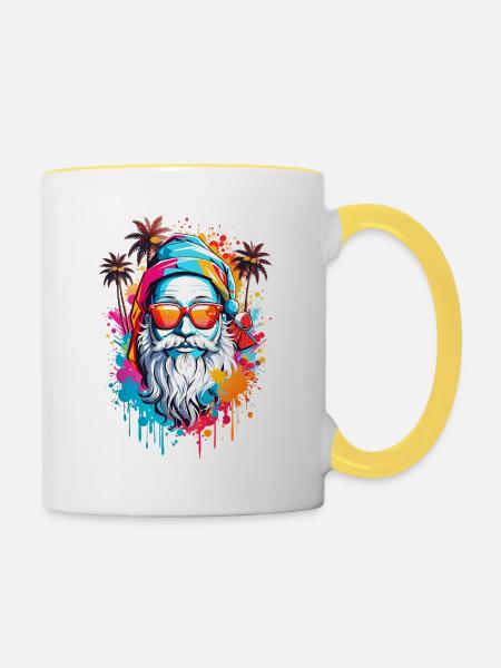 Coole Weihnachtsmann - Tasse zweifarbig - Weiß/Gelb