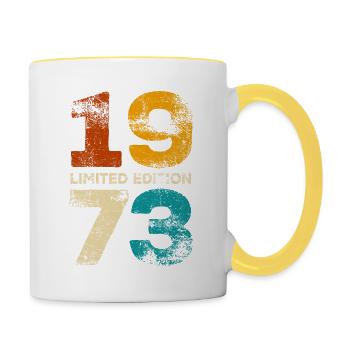 Limited Edition 1973 Geburtstag Geschenk - Tasse zweifarbig - Weiß/Gelb - Rechts