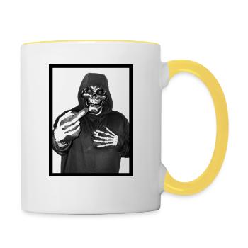 ***Skelett give a F*CK*** - Tasse zweifarbig - Weiß/Gelb - Rechts