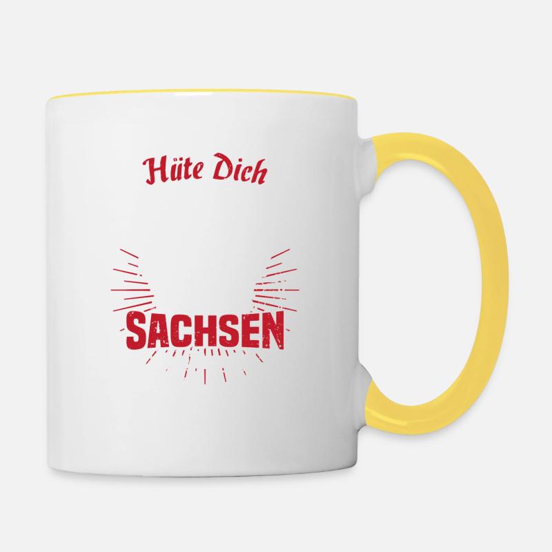 Sachsen Chemnitz Dresden Leipzig Zwickau Geschenk - Tasse zweifarbig - Weiß/Gelb