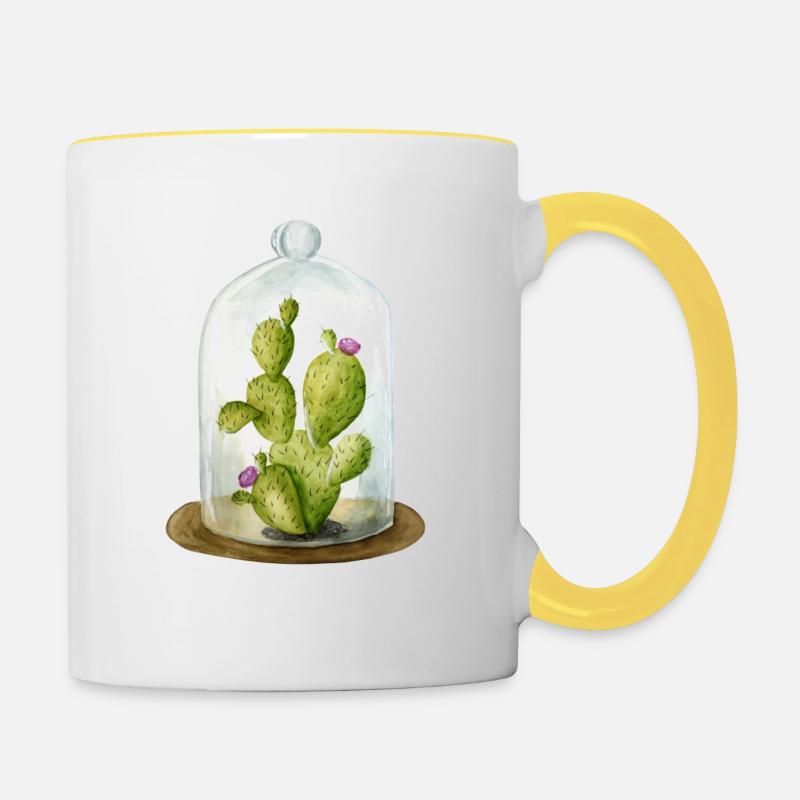 cactus - Mug contrasté - blanc/jaune