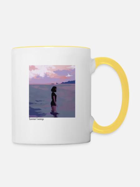 Sommerabende am Meer - Tasse zweifarbig - Weiß/Gelb