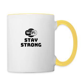 Stay strong wifi - Contrasting Mug - white/yellow - Right