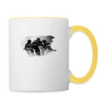 Fire brigade in action - Contrasting Mug - white/yellow - Right