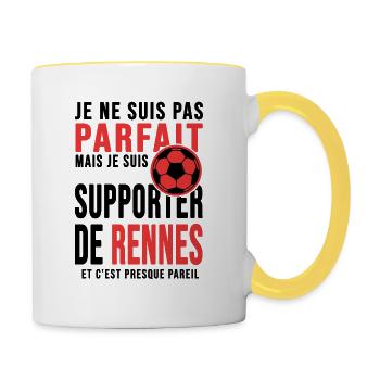 supporter foot Rennes club humour football rennais - Mug contrasté - blanc/jaune - Droite