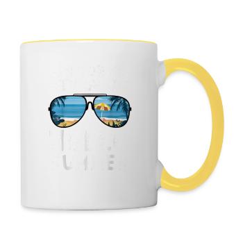 Lunettes de soleil d’été Dernier jour d’école Adieu 4ème G - Mug contrasté - blanc/jaune - Droite