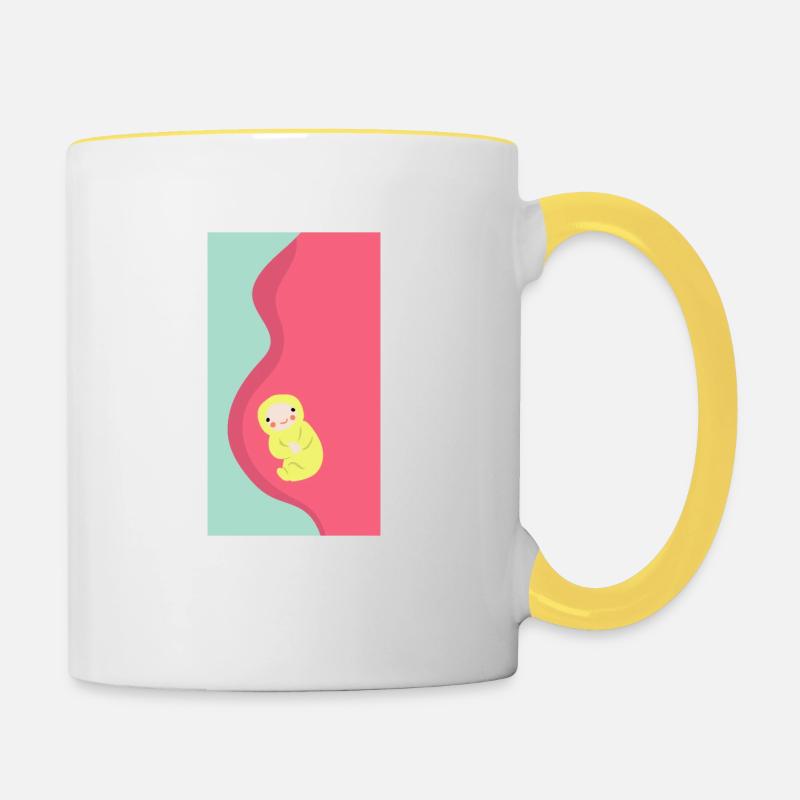 Bébé ventre bébé dans le ventre naissance cadeau enceinte - Mug contrasté - blanc/jaune