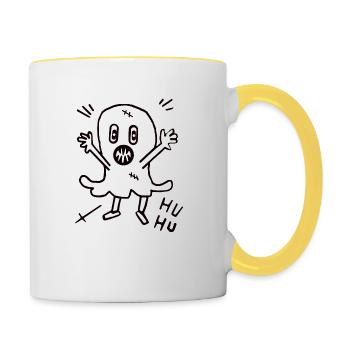 Halloween ghost ghost midnight creepy child - Contrasting Mug - white/yellow - Right