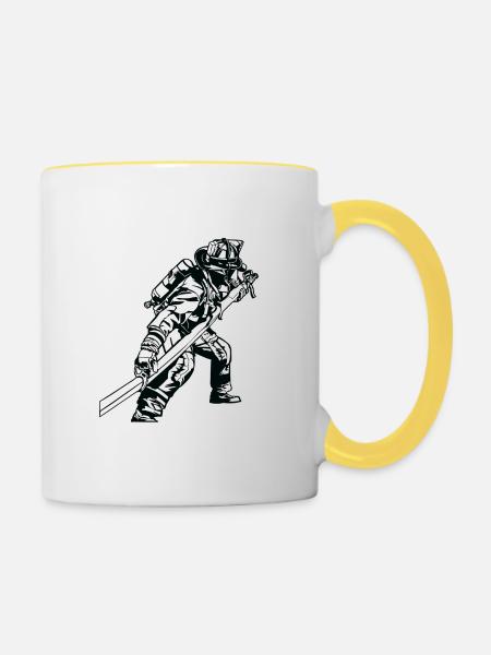 Feuerwehrmann - Tasse zweifarbig - Weiß/Gelb