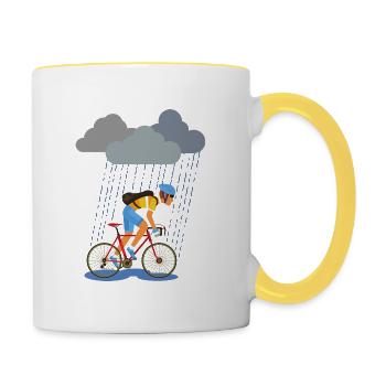 Racing bike bike commuter rain, bad weather - Contrasting Mug - white/yellow - Right