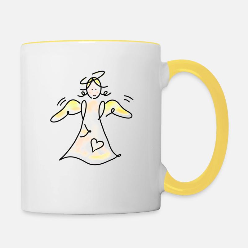 Anges gardiens au halo - Mug contrasté - blanc/jaune