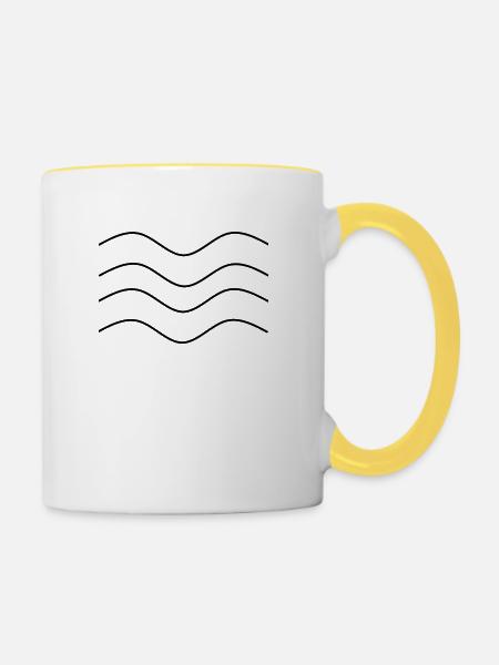 Wellen - Tasse zweifarbig - Weiß/Gelb