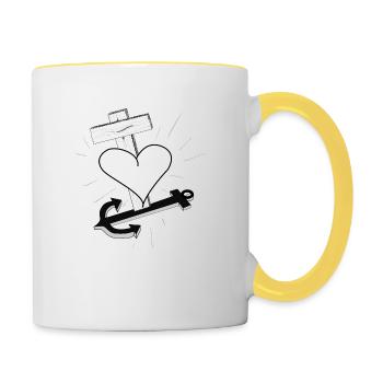 foi espérance et amour - Mug contrasté - blanc/jaune - Droite
