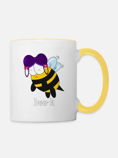 bee h - Tasse zweifarbig - Weiß/Gelb