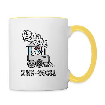 Zug Vogel in der Bahn ist kein Lok Vogel Kinder - Tasse zweifarbig - Weiß/Gelb - Rechts