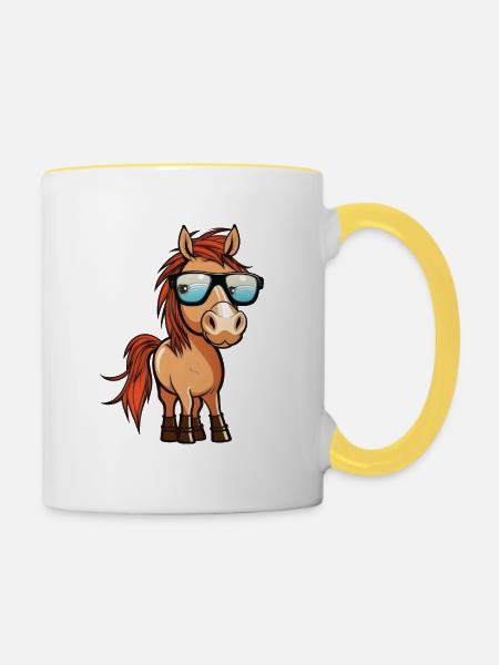 Pferd II - Tasse zweifarbig - Weiß/Gelb